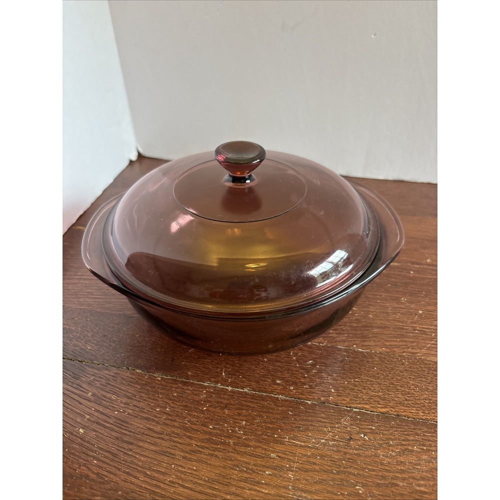 Pyrex 1.5‎ QT Visions Glass Cranberry 8" Casserole Baking Dish & Lid 023 USA